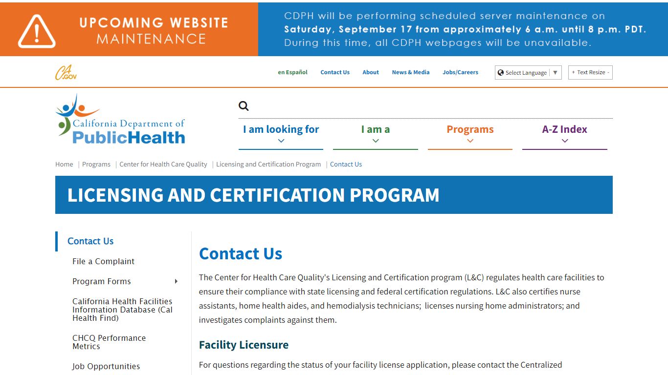 Contact Us - California